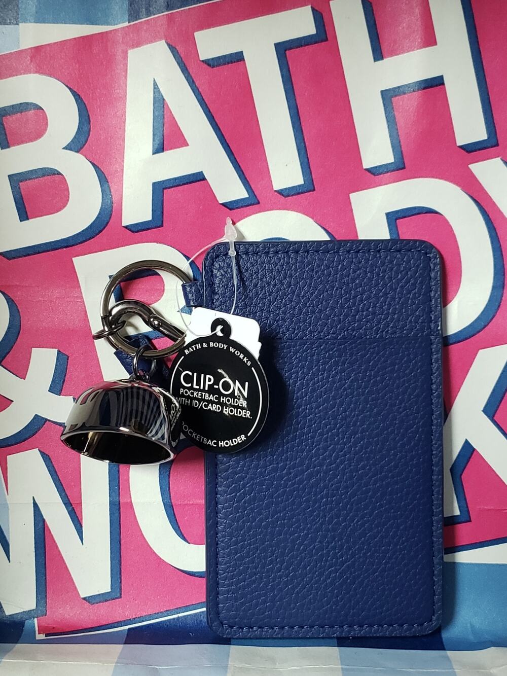 BBW Navy Blue ID Card Holder & Club PocketBac Holder Backpack Purse Bag Keychain